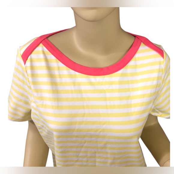 We by Living in Yellow Soft Yellow Striped Dress with a Pink Collar - Picture 3 of 7
